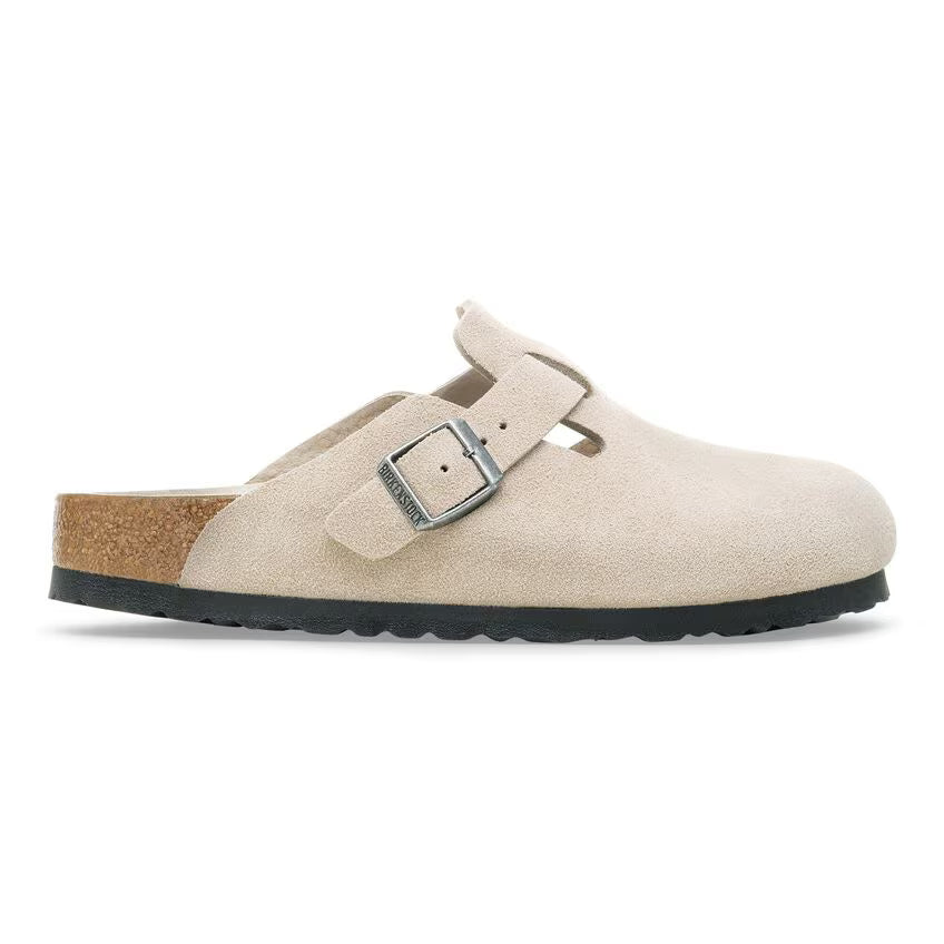 Birkenstock Boston Suede Leather Clog Oyster Tonal