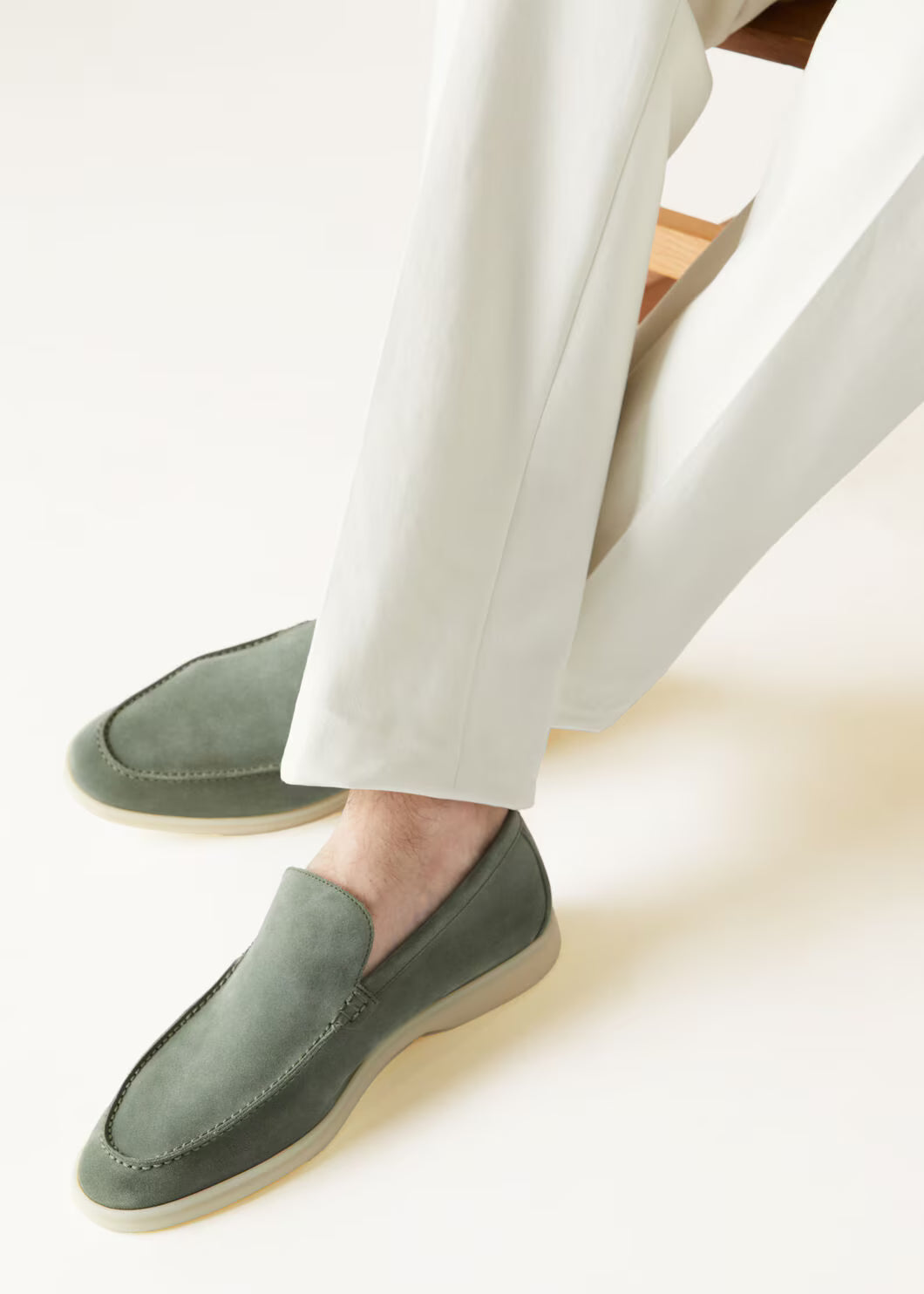 Loro Piana Summer Walk Loafer Suede Dark Frozen Fir