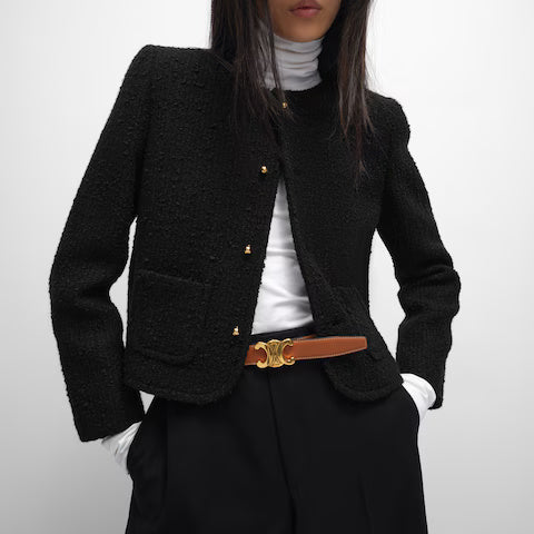 Triomphe Buckle Reversible Strap 25 mm Black Tan