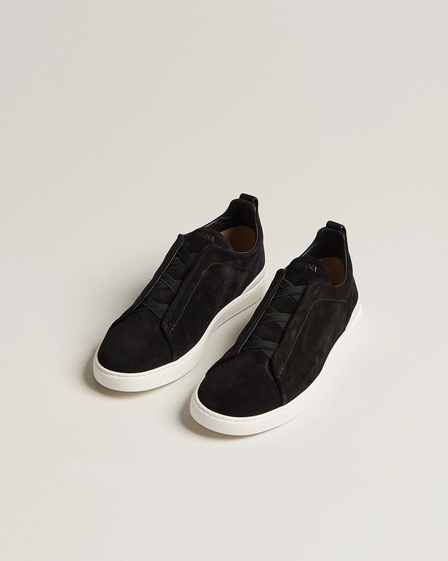 Zegna Triple Stitch Sneakers Black/White Suede