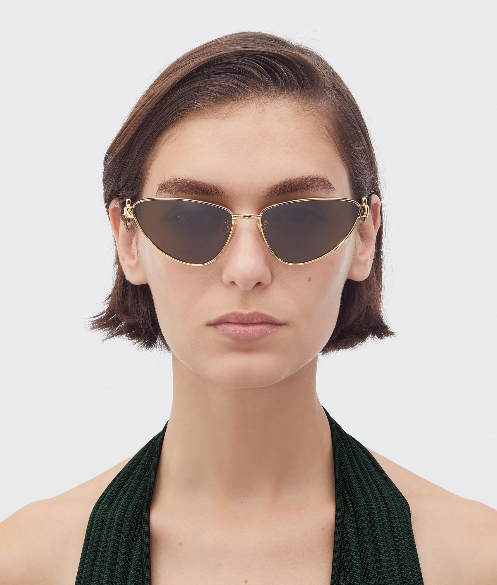Turn Cat-Eye Sunglasses Gold Brown