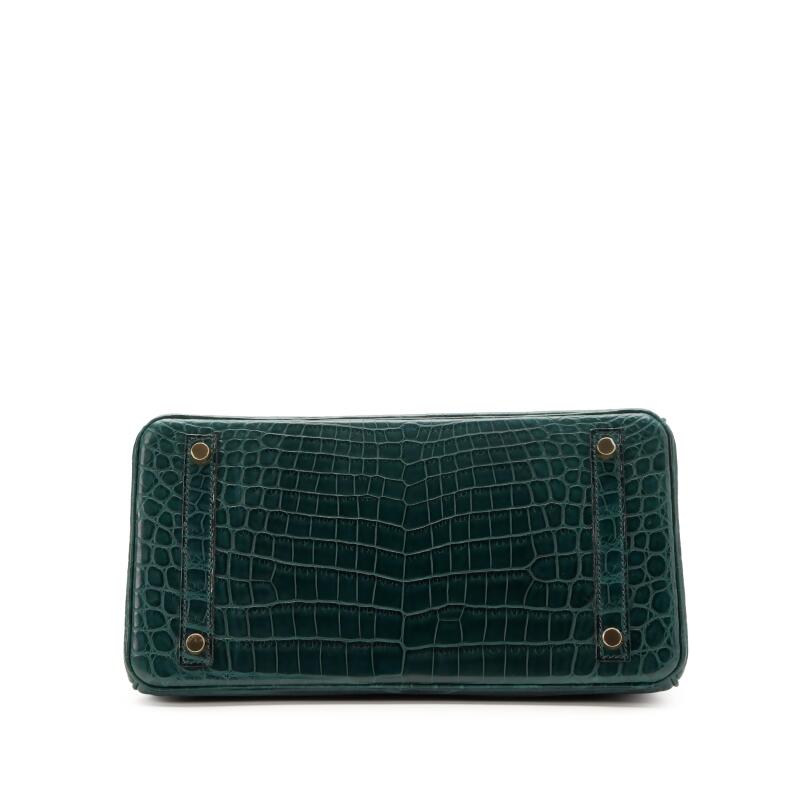 Vert Fonce Matte Niloticus Crocodile Gold Hardware