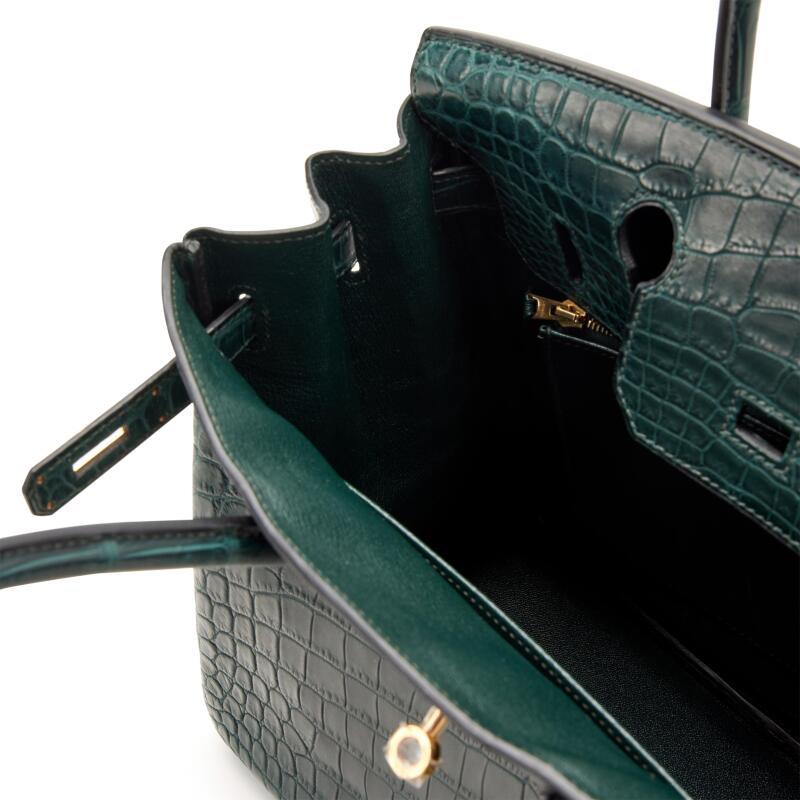 Vert Fonce Matte Niloticus Crocodile Gold Hardware