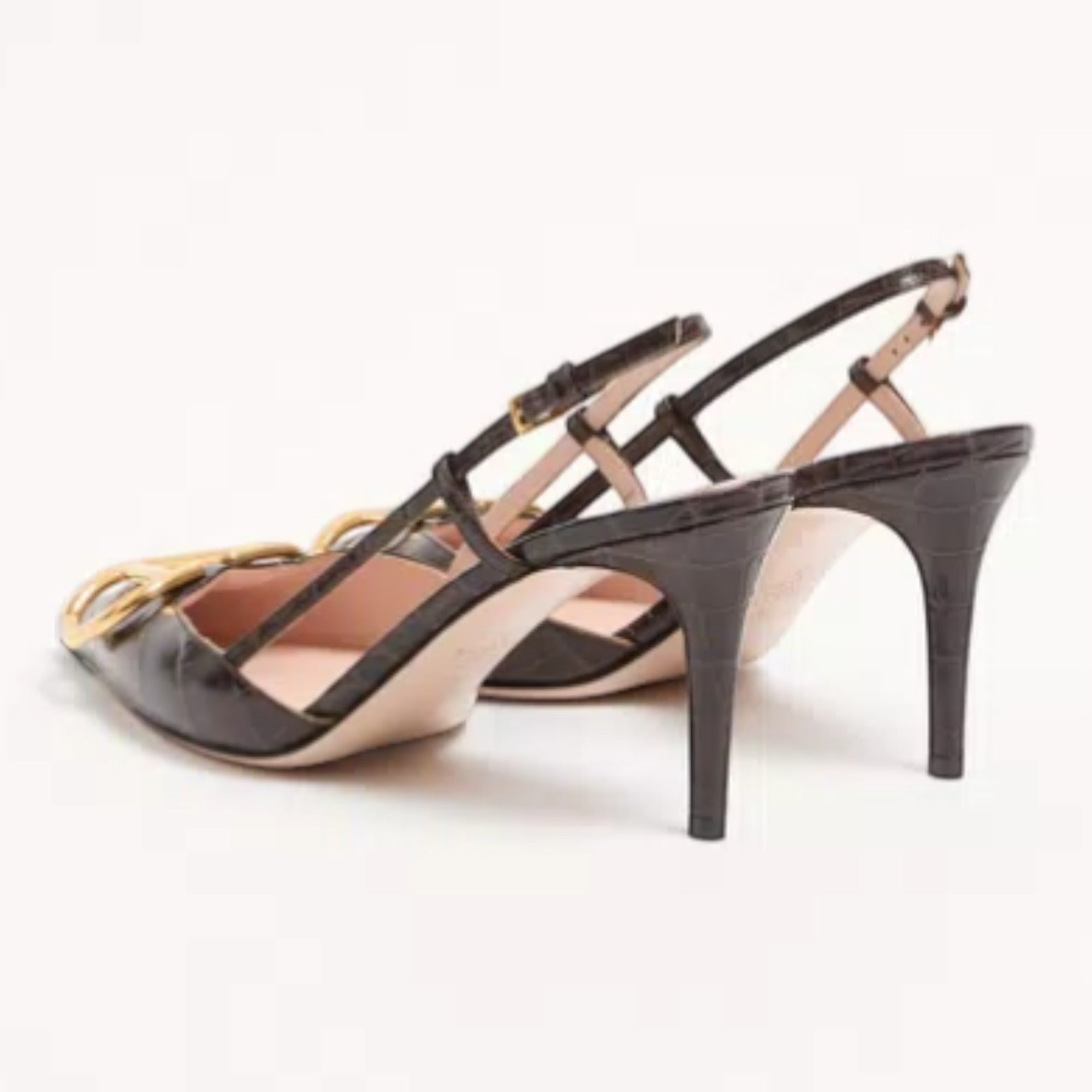 VLogo Signature Slingback Pumps Oak Brown
