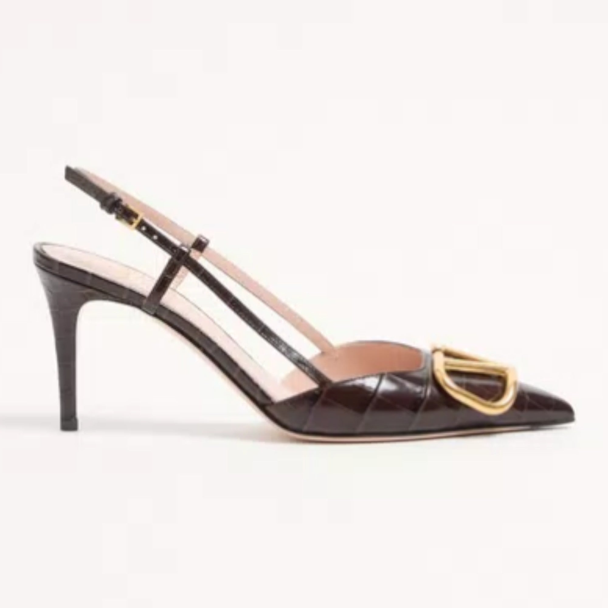 VLogo Signature Slingback Pumps Oak Brown