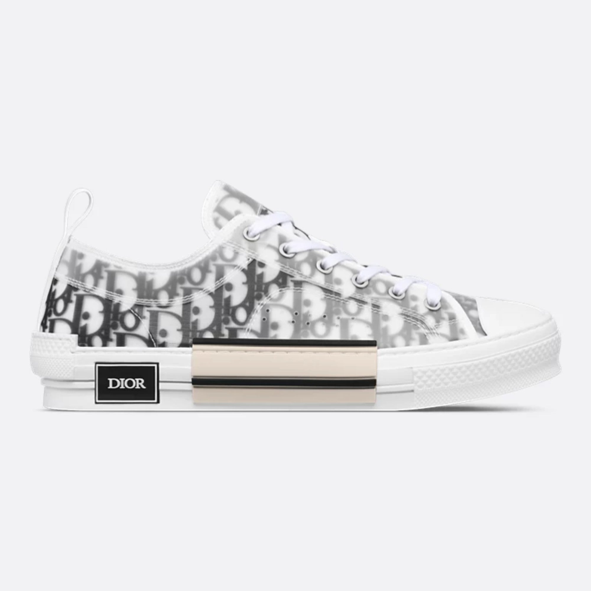 Dior B23 Low Top White and Black Oblique Canvas Sneakers