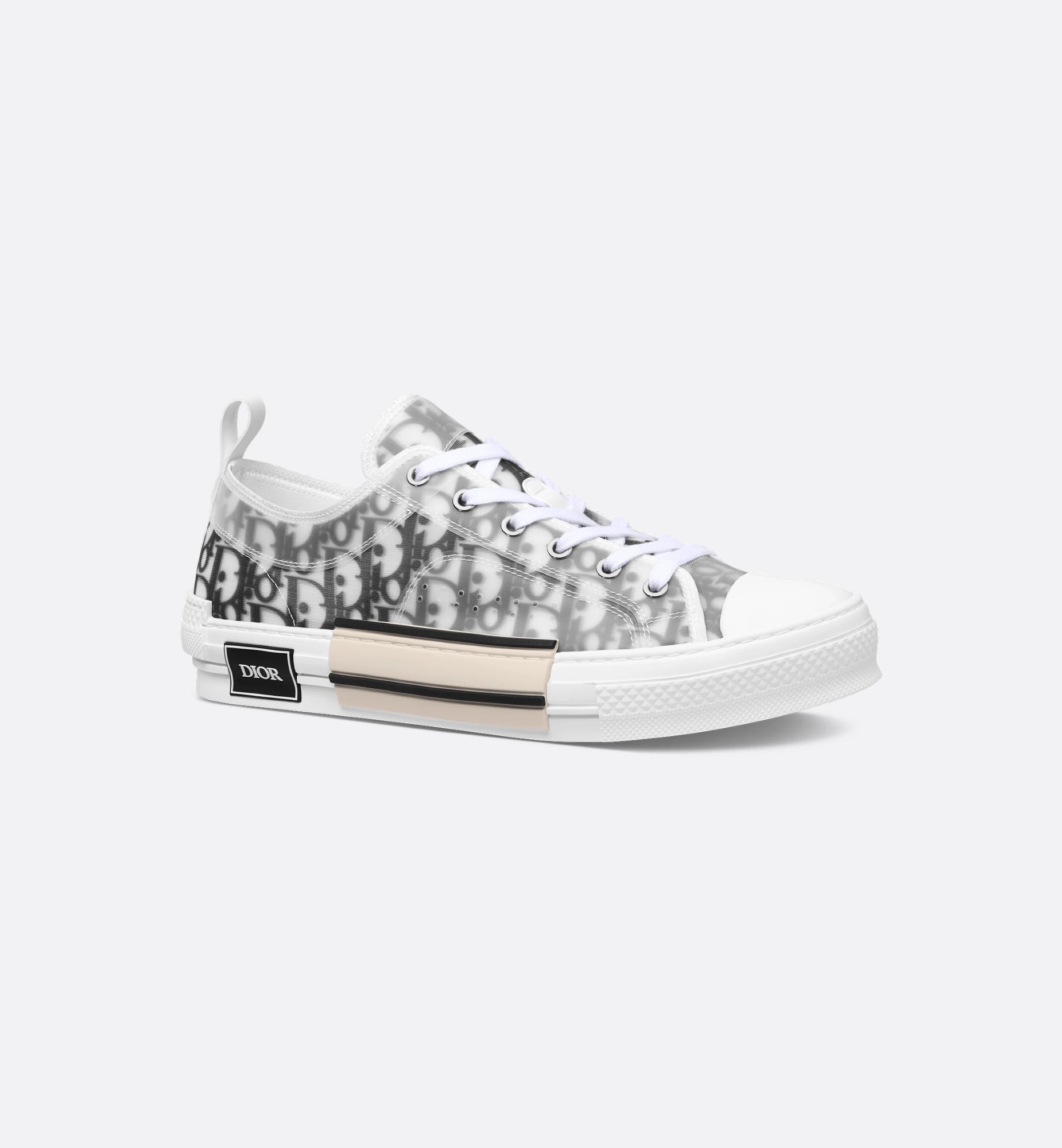 Dior B23 Low Top White and Black Oblique Canvas Sneakers