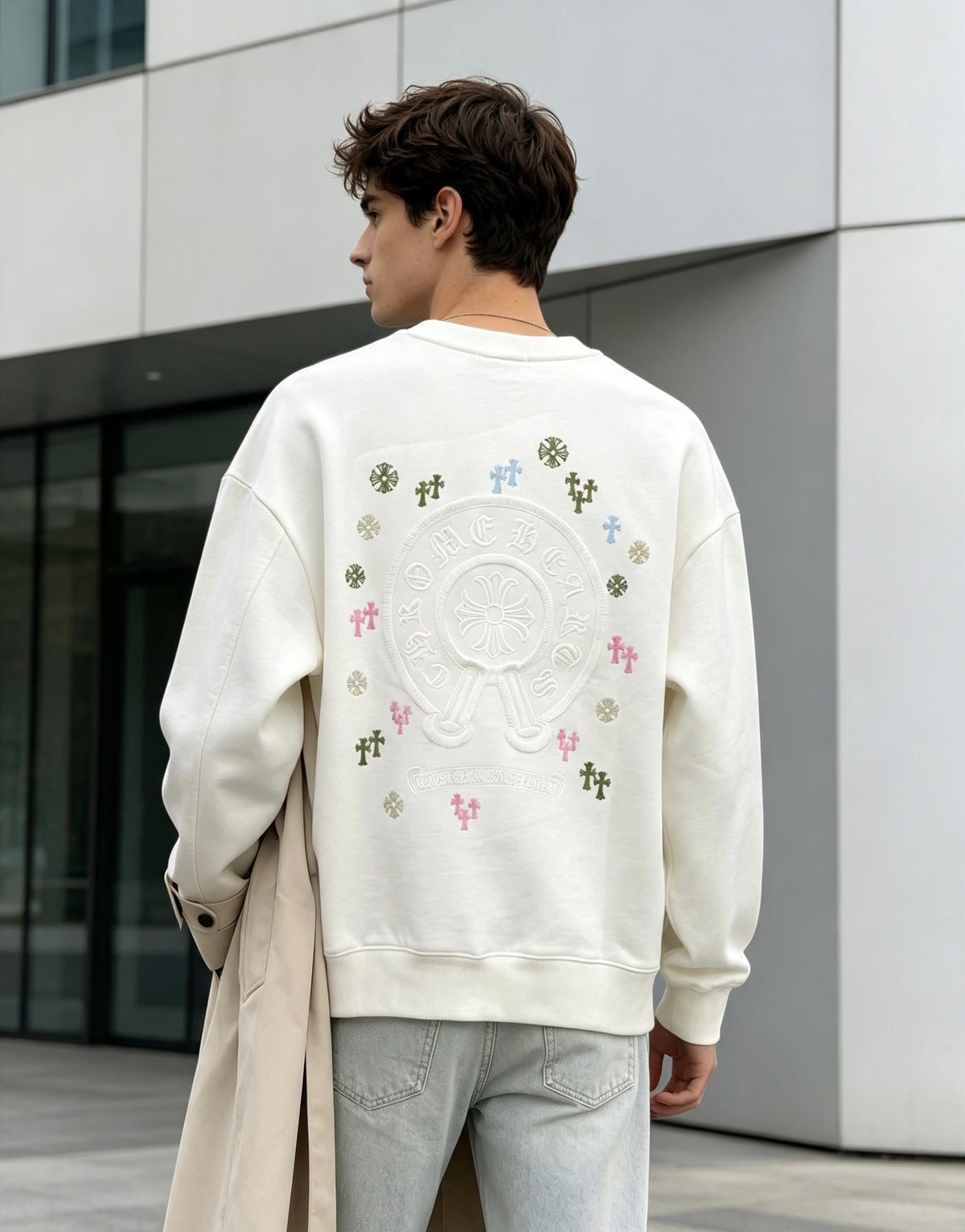 Multicolor Cross Crewneck Sweatshirt Off-White