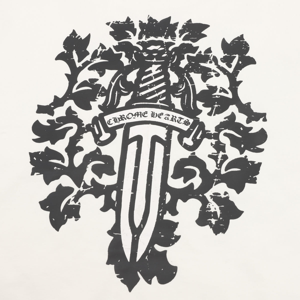 Vintage Vine Dagger Long Sleeve Pocket T-Shirt White
