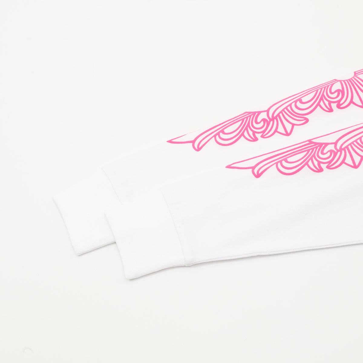 Horseshoe Motif Long Sleeve T-Shirt White & Pink