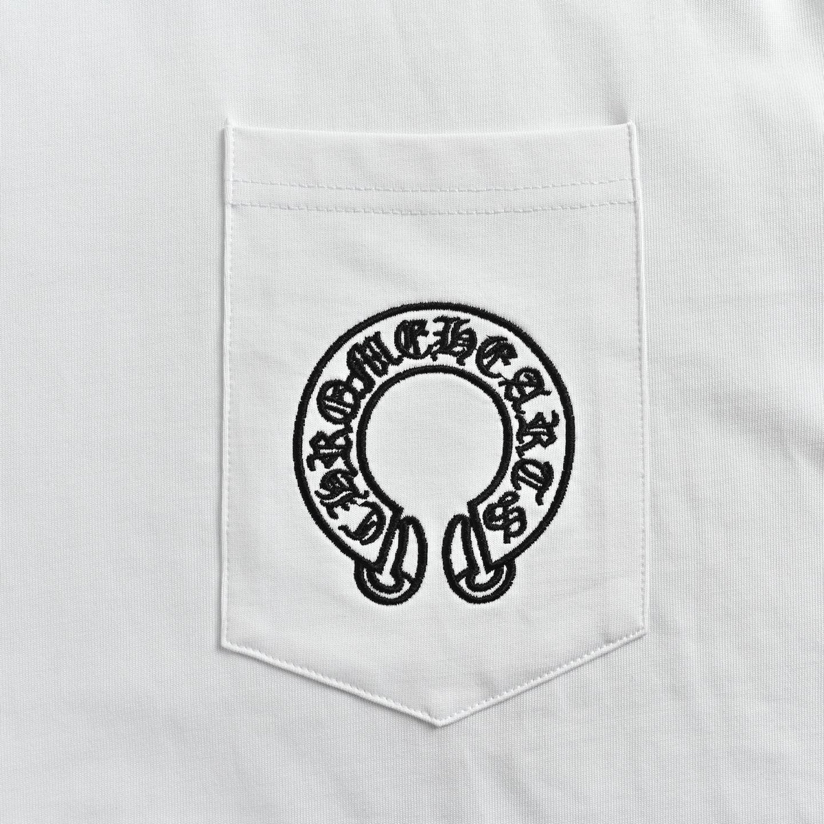 Floral Horseshoe Long Sleeve Pocket T-Shirt White