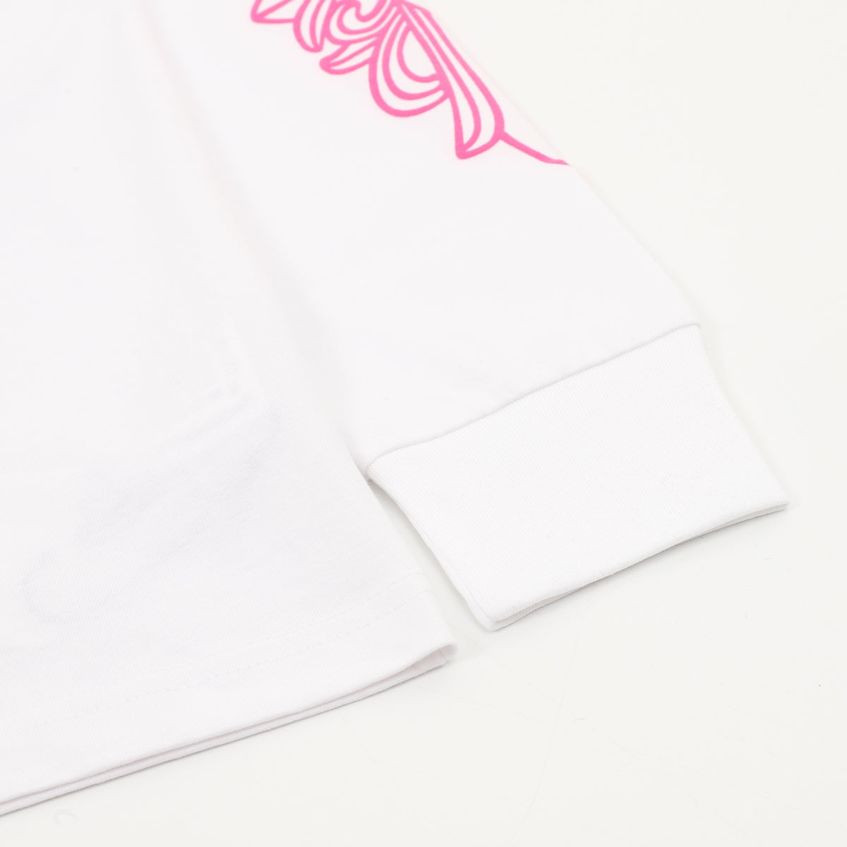 Horseshoe Motif Long Sleeve T-Shirt White & Pink