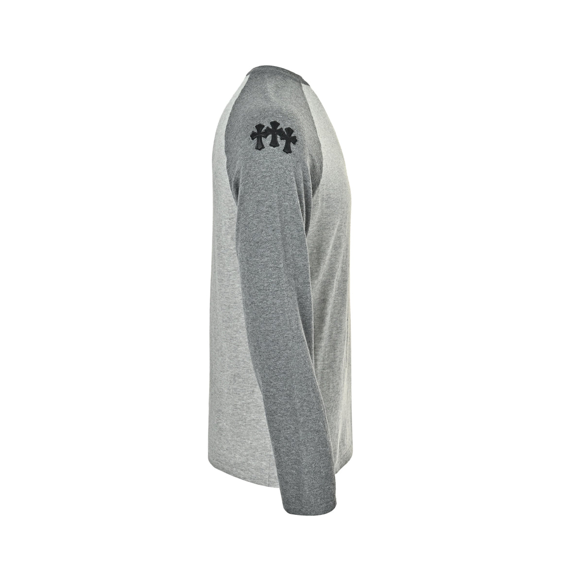 3 Cross Patch Raglan Long Sleeve T-Shirt Grey
