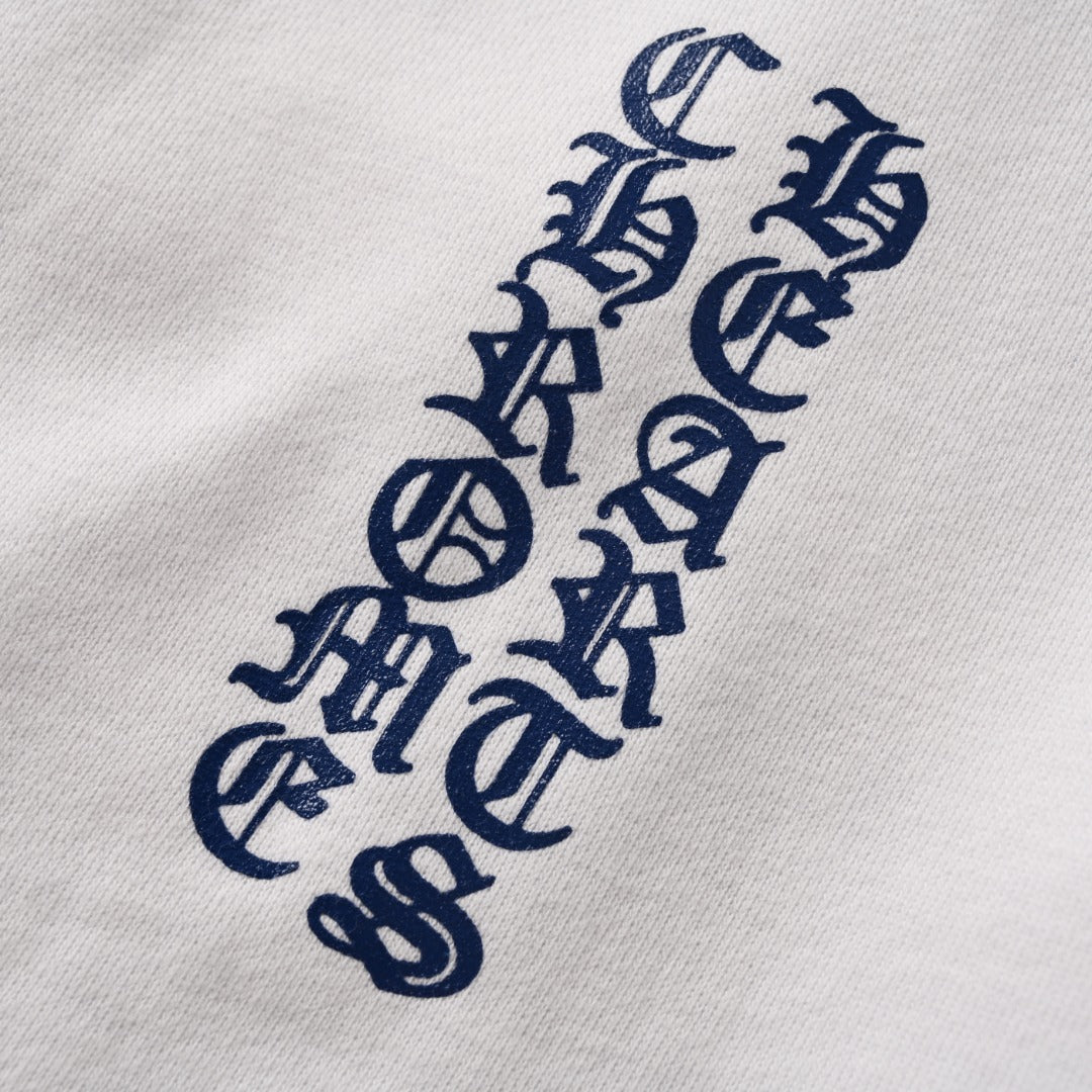 Vertical Logo Zip-Up Hoodie White & Blue