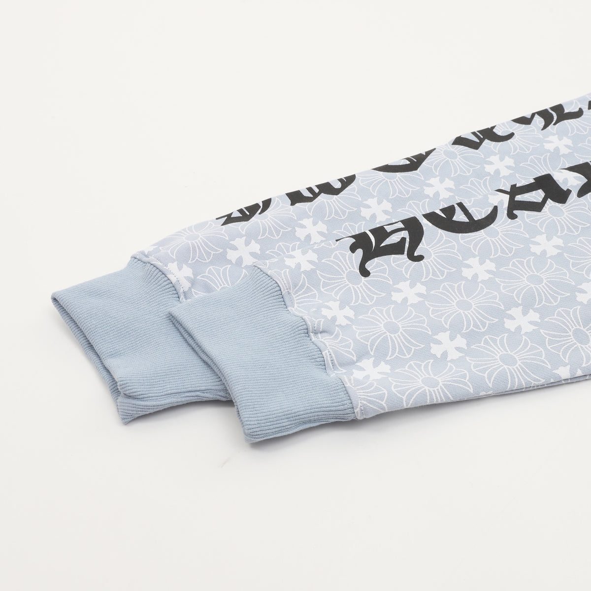 Floral Cross Zip-Up Hoodie Light Blue