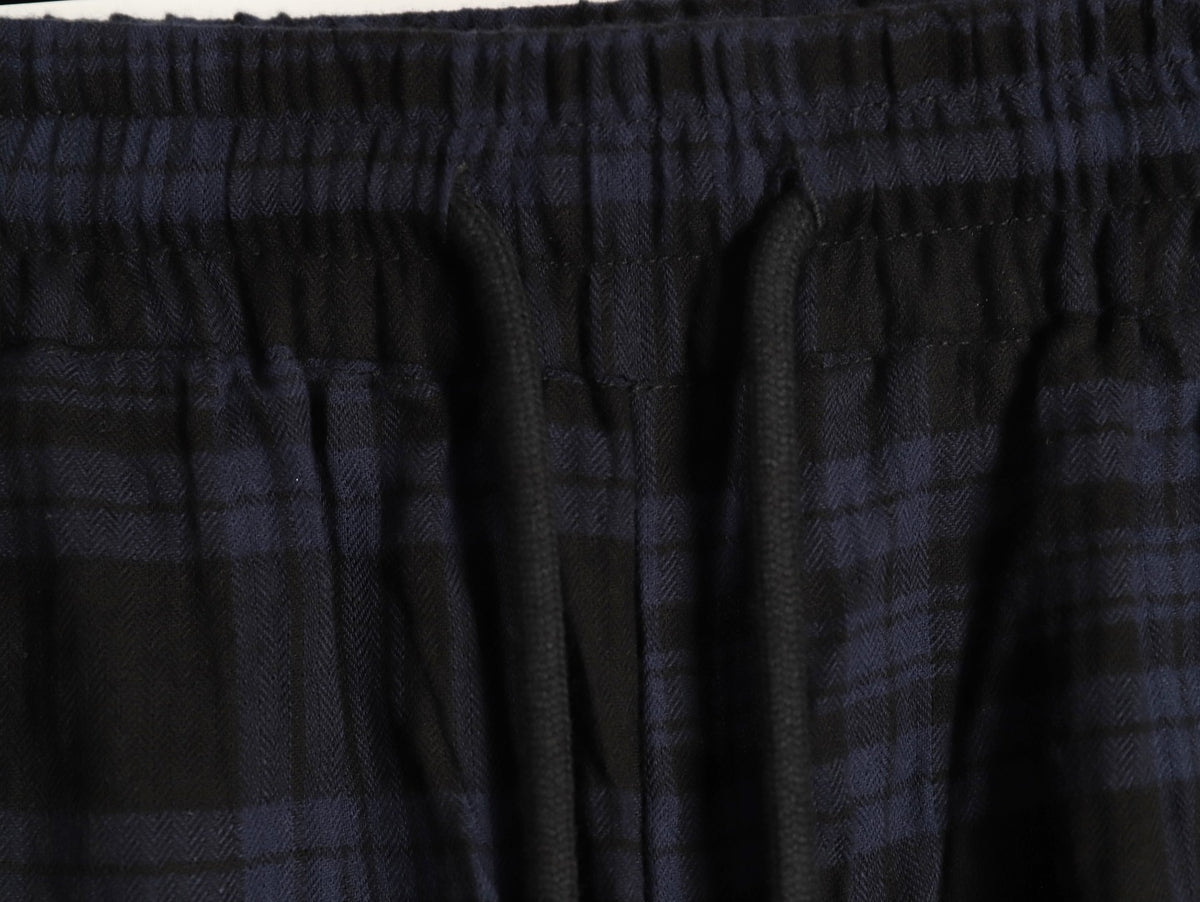 Plaid Cross Patch Wide-Leg Pants Blue & Black