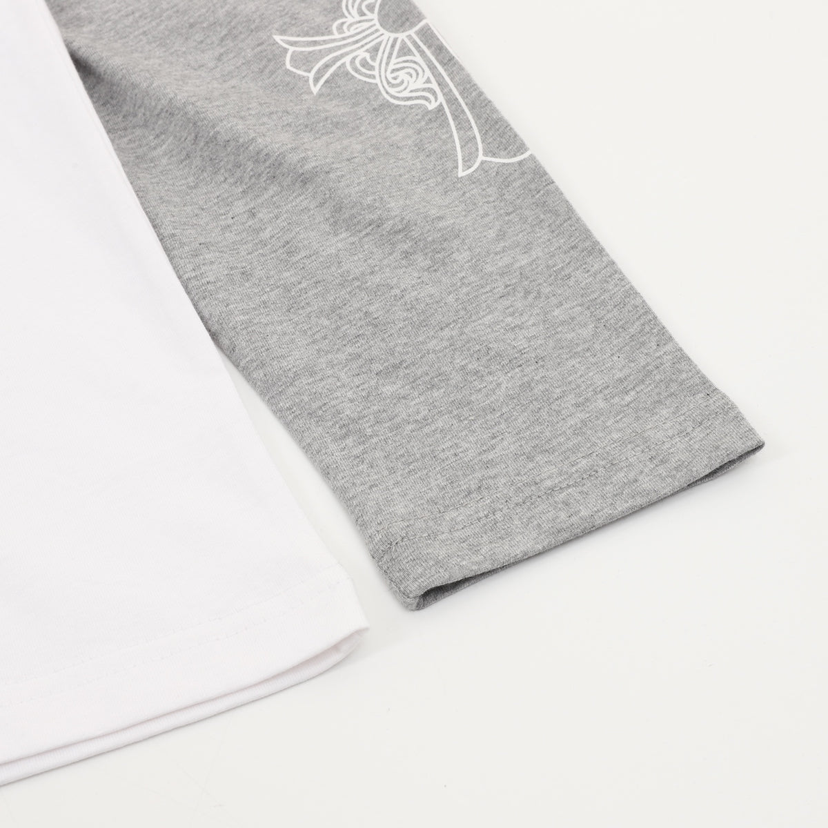 Graphic Raglan Long Sleeve T-Shirt White & Grey