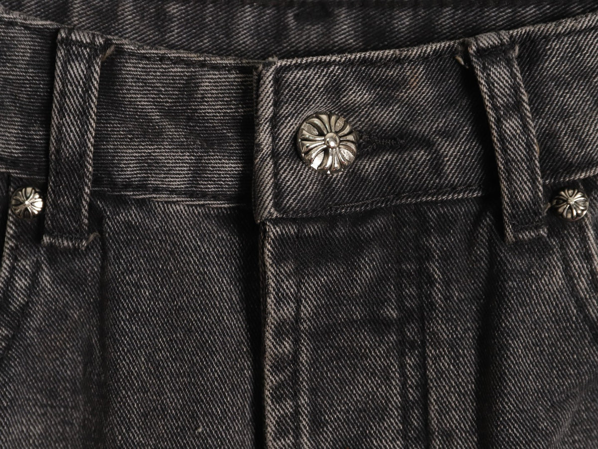 Tonal Cross Patch Denim Jeans Black Wash