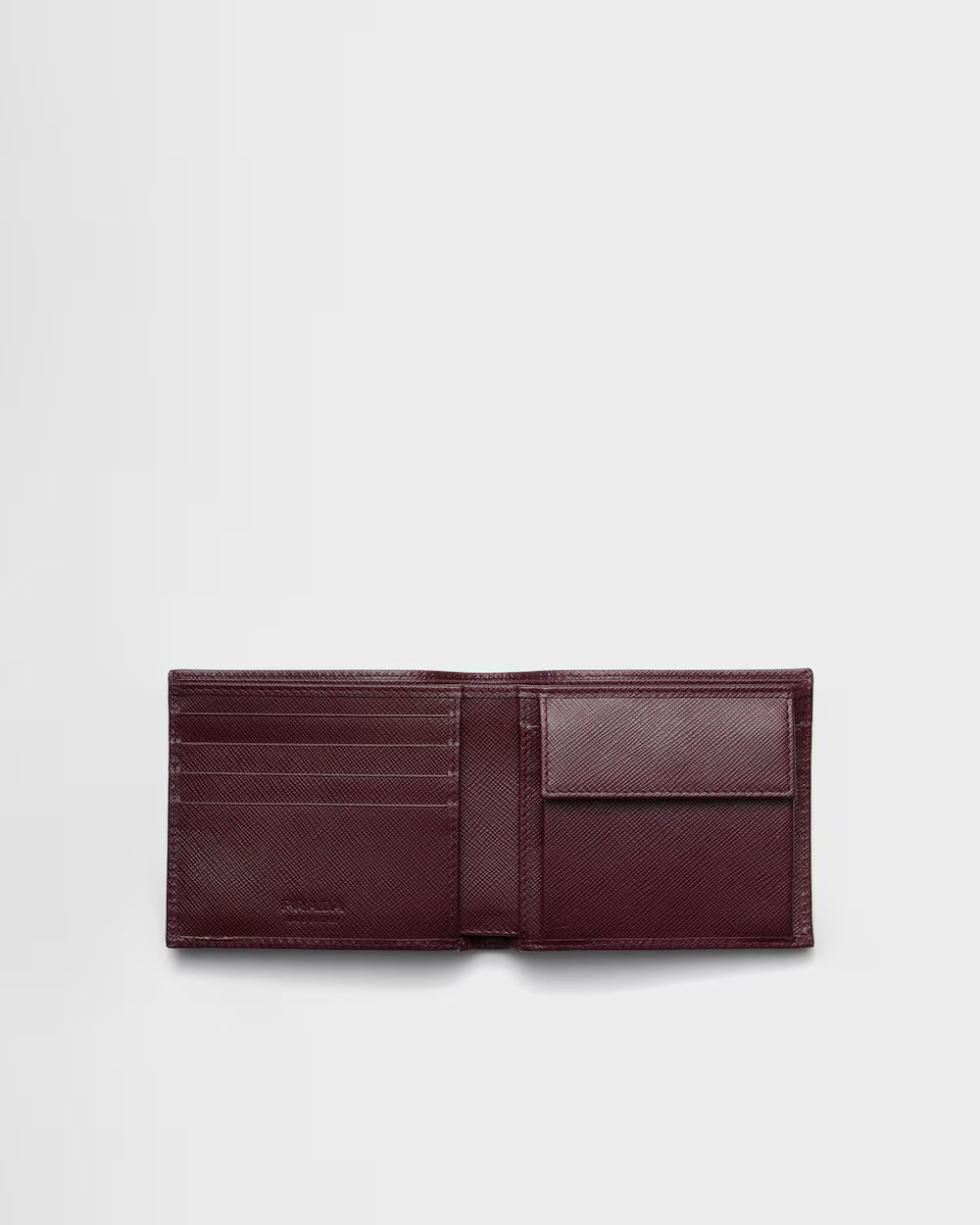 Saffiano Leather Wallet with Coin Purse Burgundy