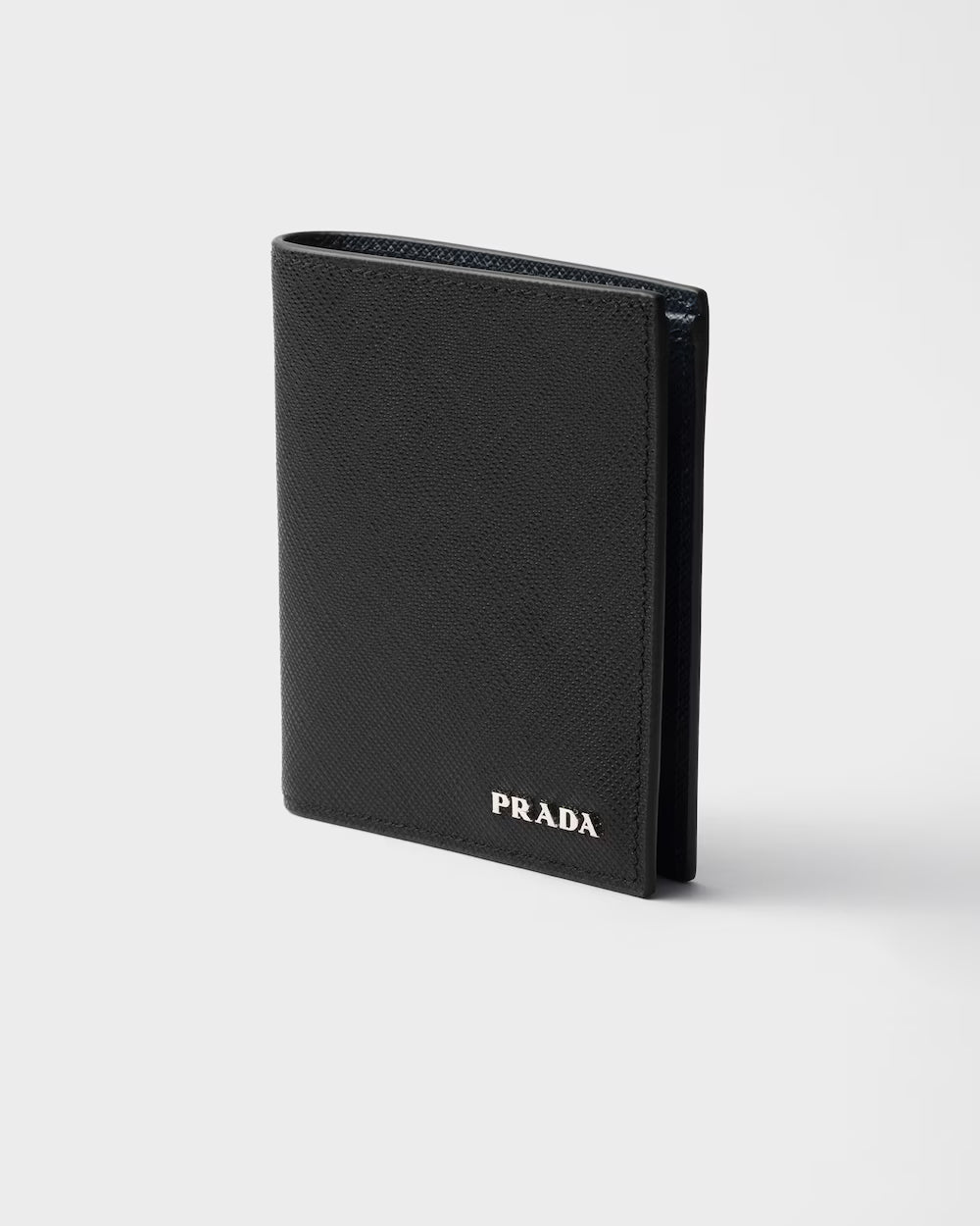 Saffiano Leather Wallet Black Baltic Blue Interior