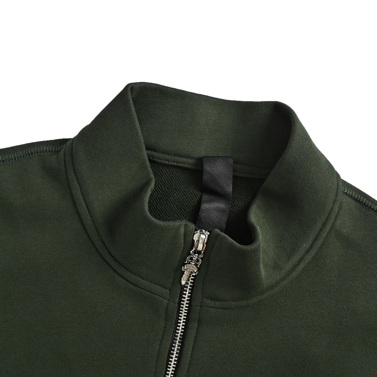 Script Embroidered Half-Zip Sweatshirt Dark Green