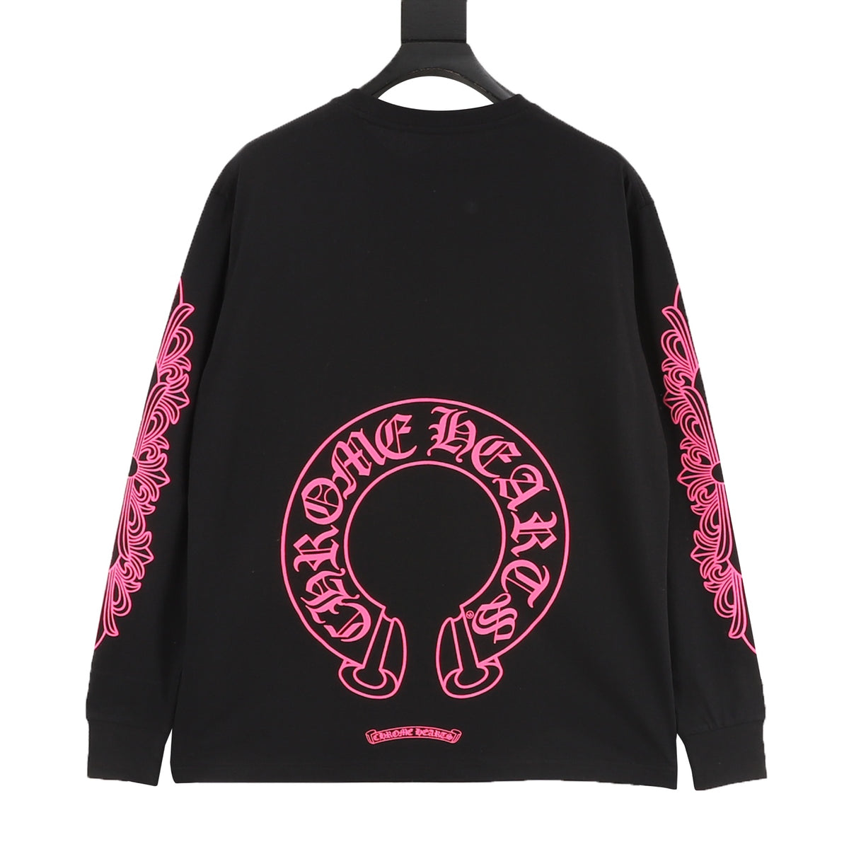 Horseshoe Print Long Sleeve T-Shirt Black & Pink