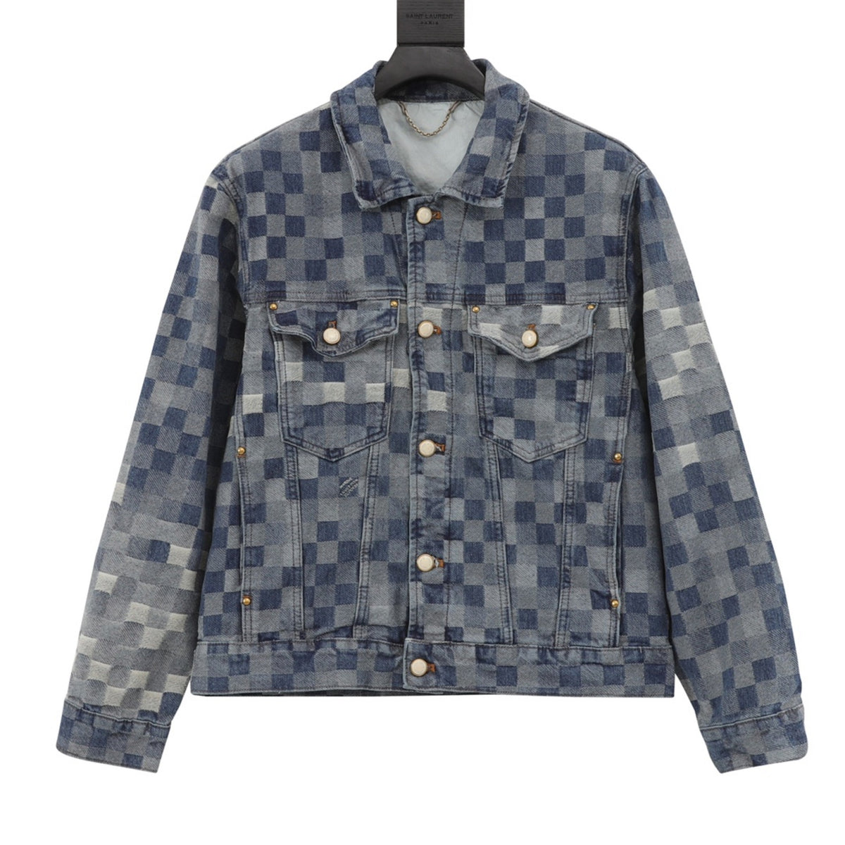 Damier Denim Long-Sleeved Shirt Indigo