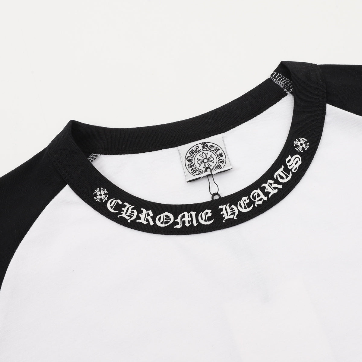 Horseshoe Raglan Long Sleeve T-Shirt White & Black