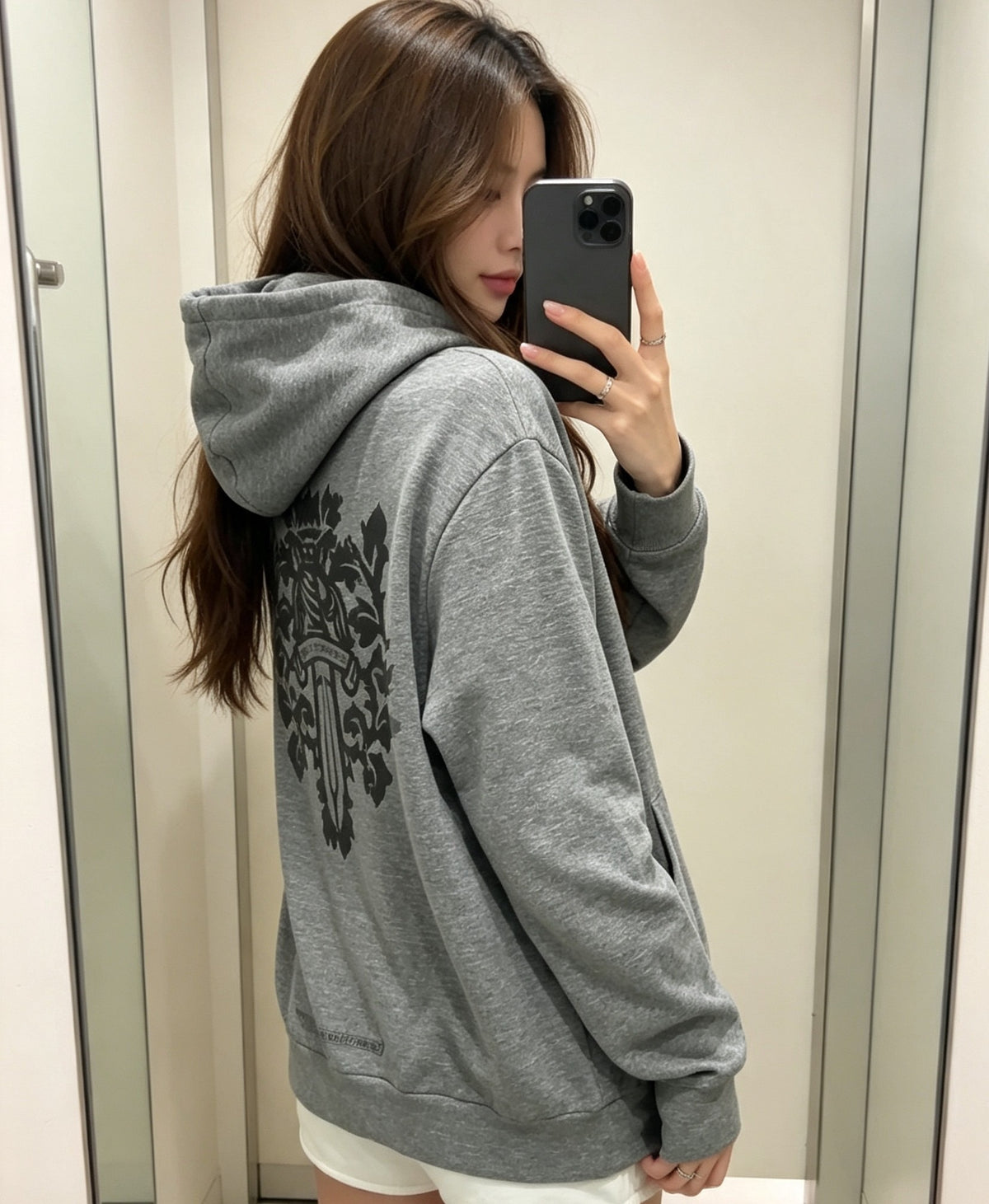 Gothic Logo Zip-Up Hoodie Grey