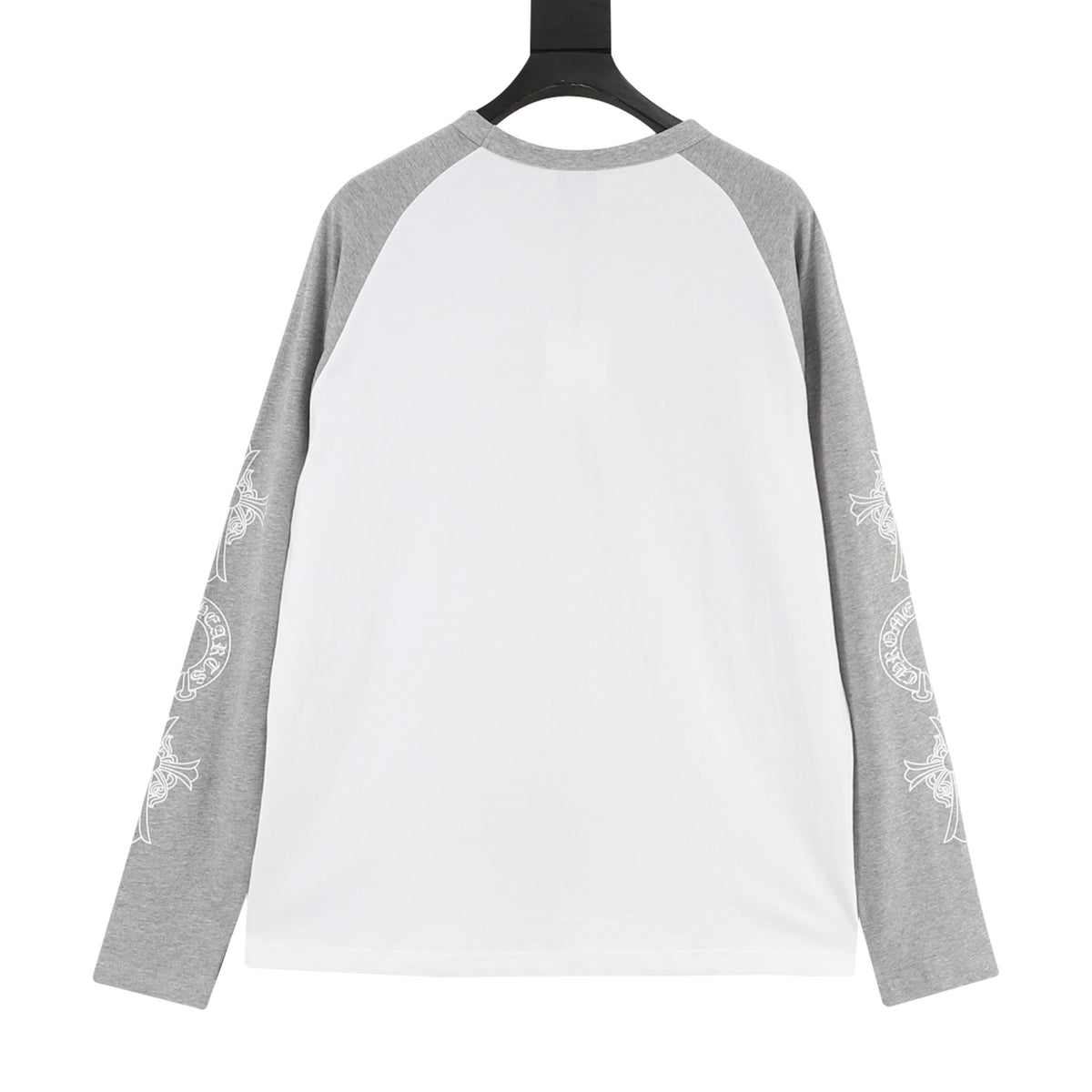 Graphic Raglan Long Sleeve T-Shirt White & Grey