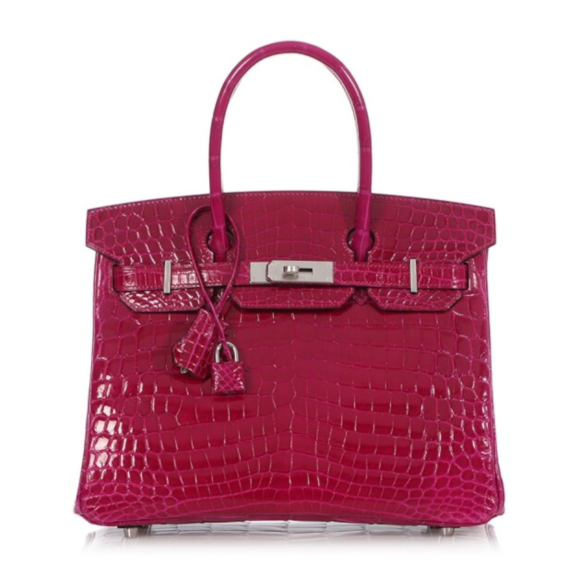 Rose Pourpre Shiny Niloticus Crocodile Palladium Hardware