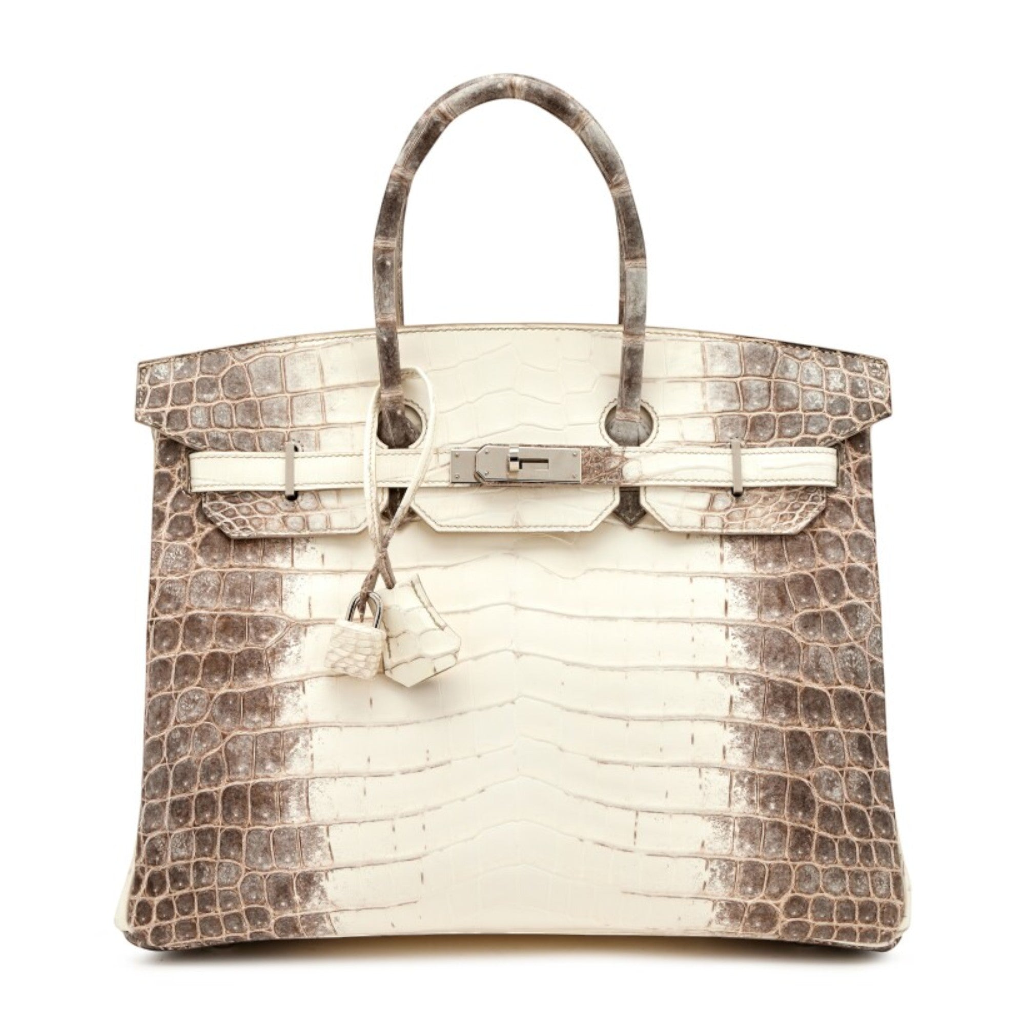 White Matte Himalayan Niloticus Crocodile Palladium Hardware