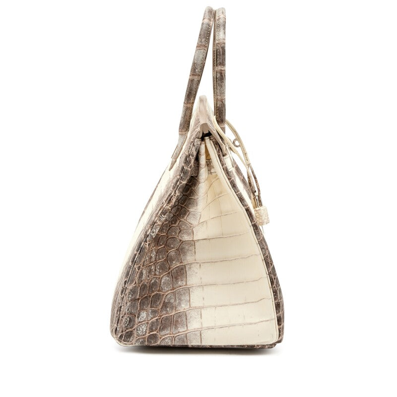 White Matte Himalayan Niloticus Crocodile Palladium Hardware