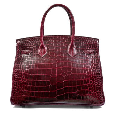 Burgundy Shiny Porosus Crocodile Gold Hardware