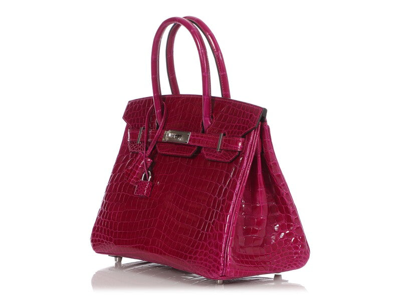 Rose Pourpre Shiny Niloticus Crocodile Palladium Hardware