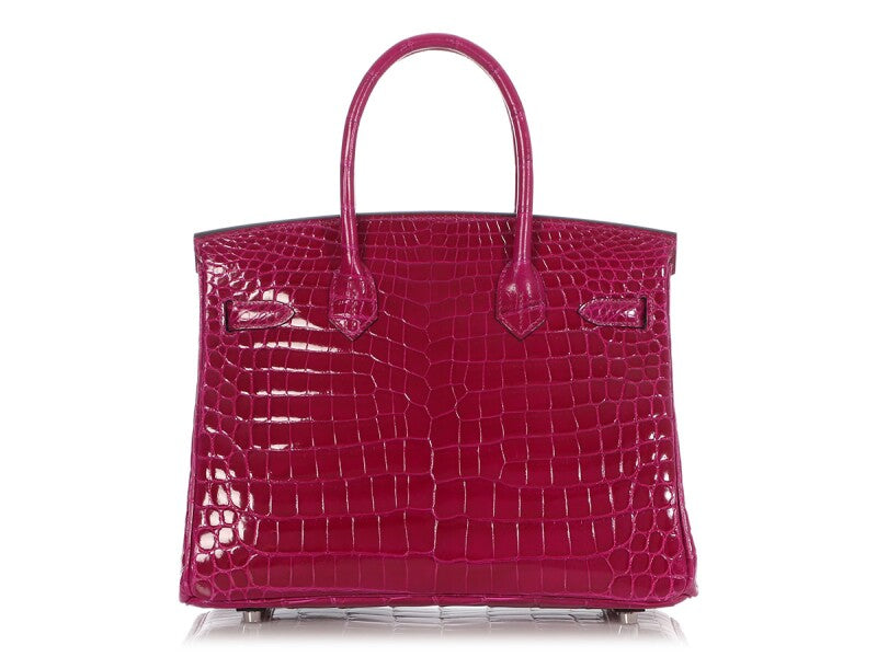 Rose Pourpre Shiny Niloticus Crocodile Palladium Hardware