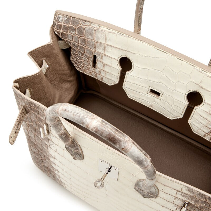 White Matte Himalayan Niloticus Crocodile Palladium Hardware