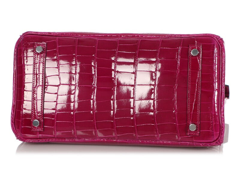 Rose Pourpre Shiny Niloticus Crocodile Palladium Hardware