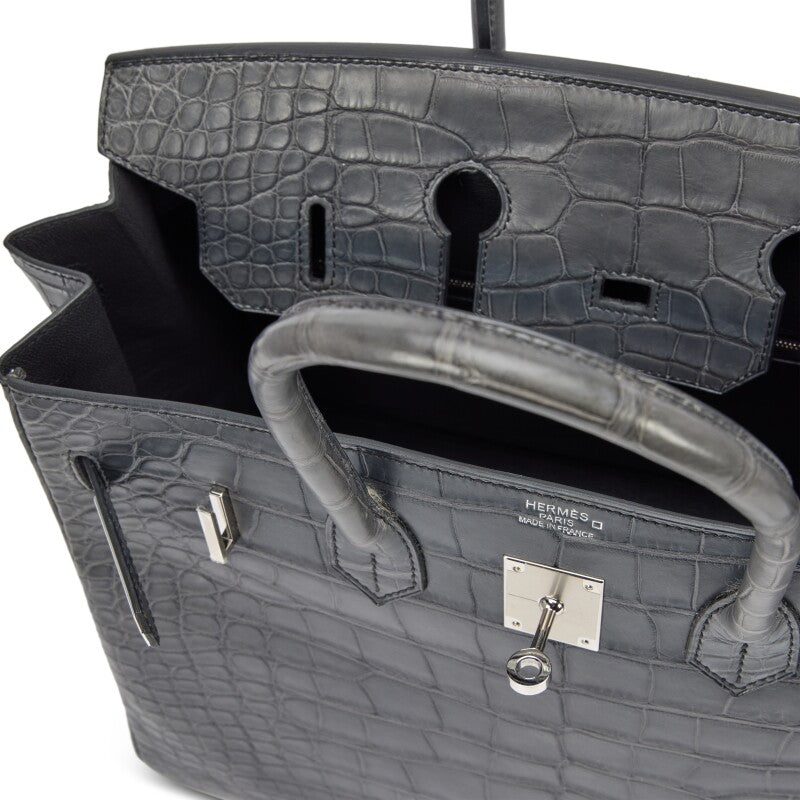 Gris Paris Matte Alligator Palladium Hardware