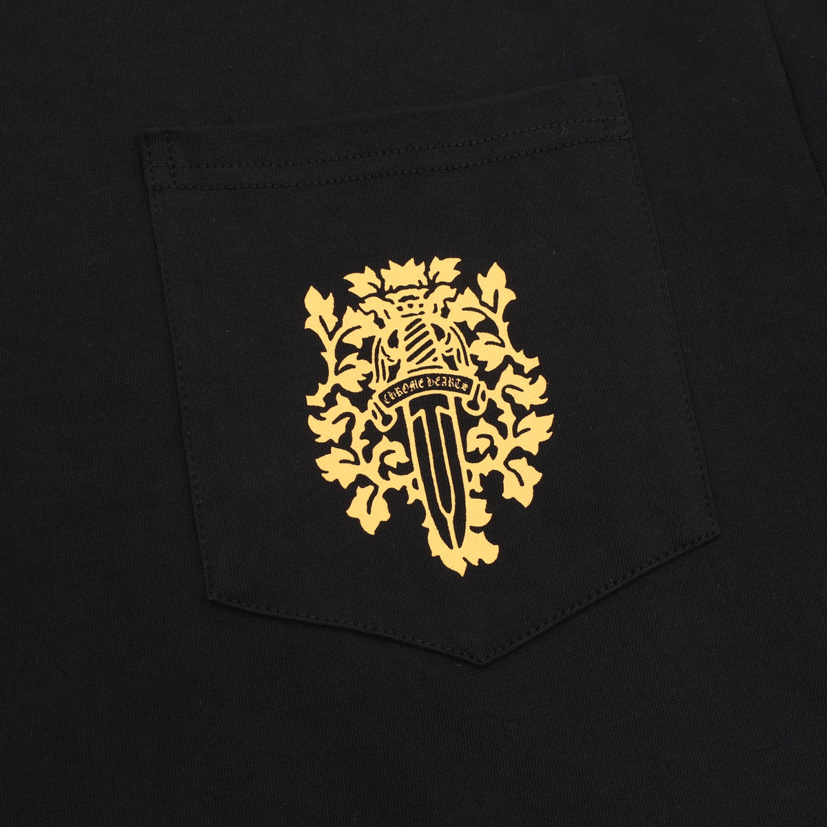 V89 Dagger Long Sleeve Pocket T-Shirt Navy & Yellow