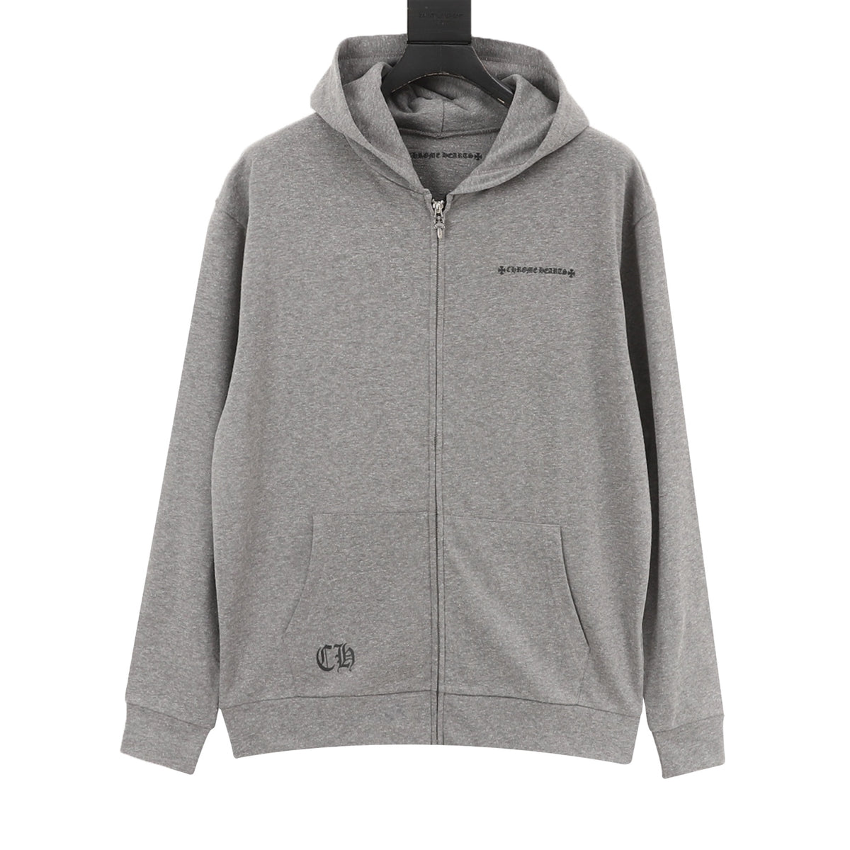 Gothic Logo Zip-Up Hoodie Grey