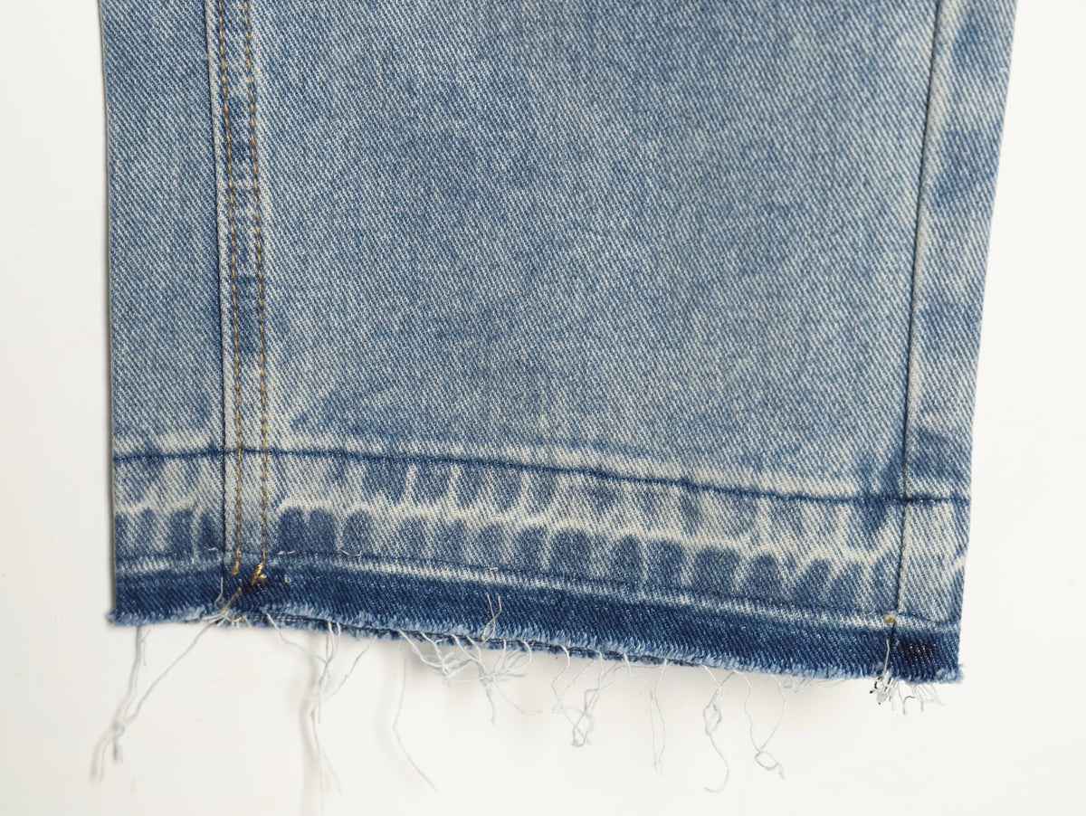 Gothic Cross Patch Denim Jeans Light Blue Wash