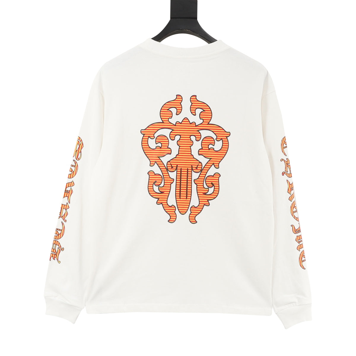 Vine Dagger Print Long Sleeve T-Shirt White & Orange