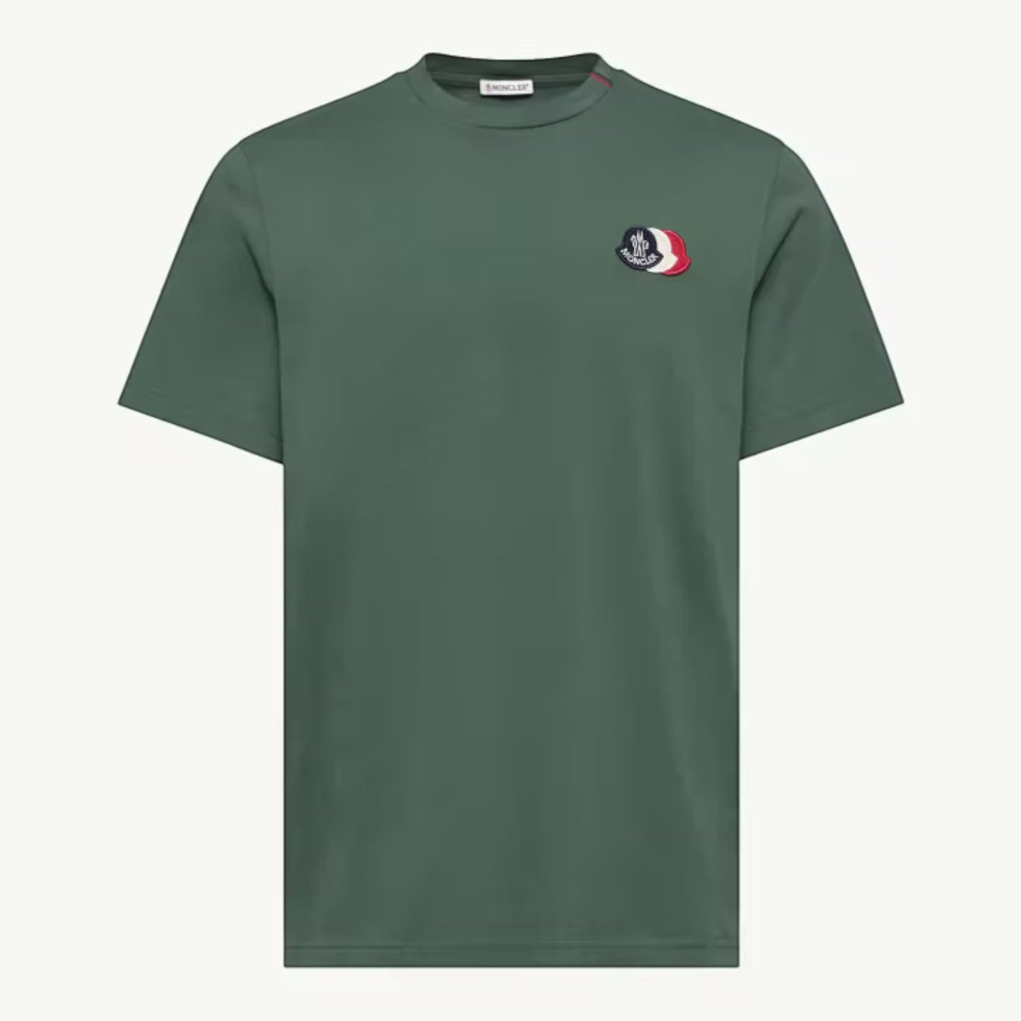 Embroidered Tricolor Logo Cotton T-Shirt Emerald Green