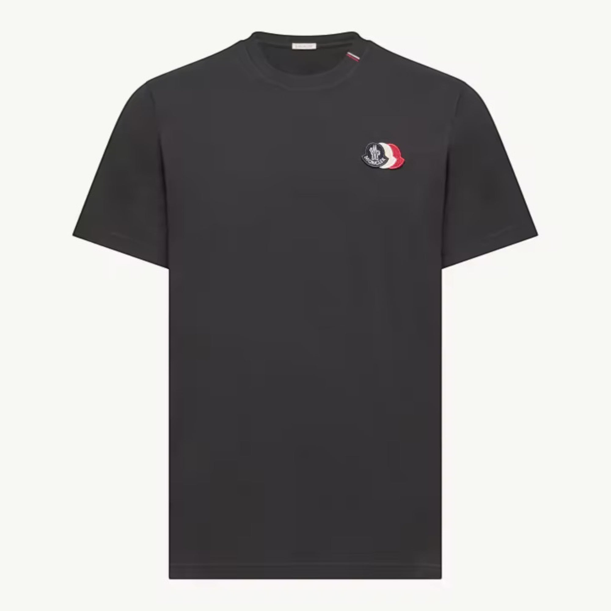 Embroidered Tricolor Logo Cotton T-Shirt Navy Blue