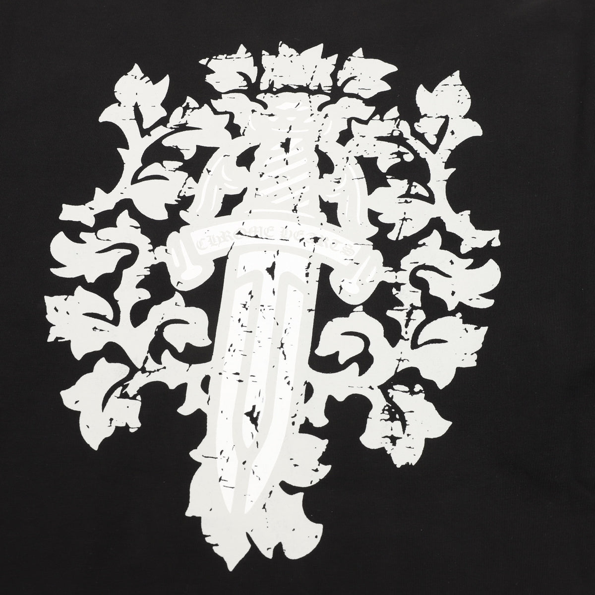 Floral Cross Long Sleeve Pocket T-Shirt Black