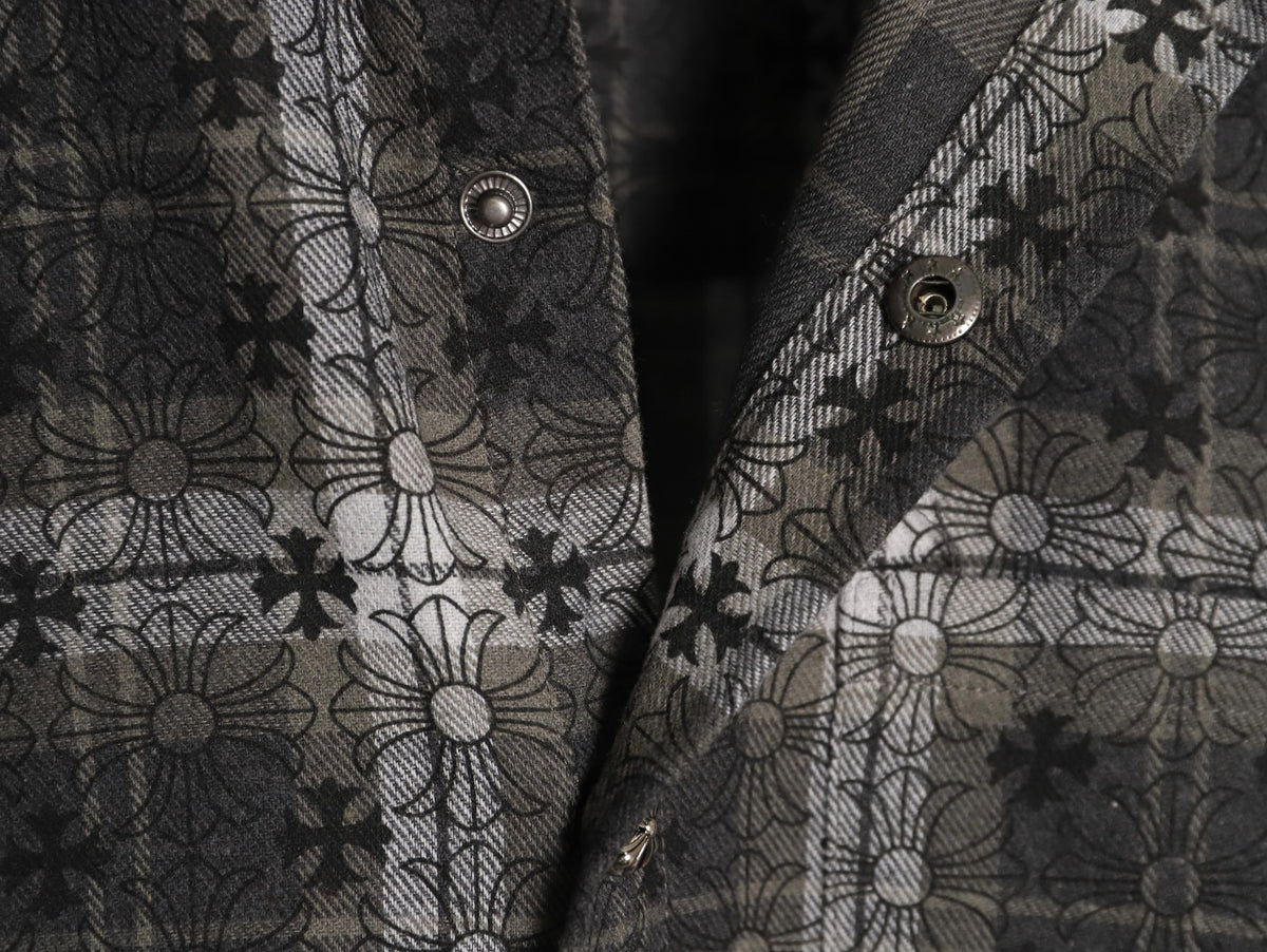 Loose Ends Monogram Cross Jacquard Flannel Shirt Black & Grey