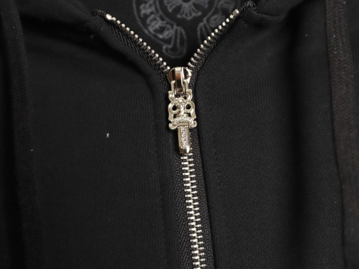 Cross Logo Zip-Up Hoodie Black