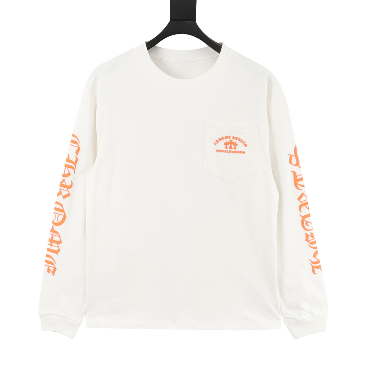 Triple Cemetery Cross Hollywood Long Sleeve T-Shirt White & Orange