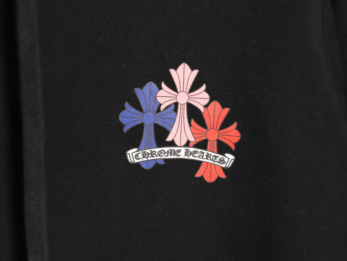 Multicolor Cemetery Cross Pullover Hoodie Black